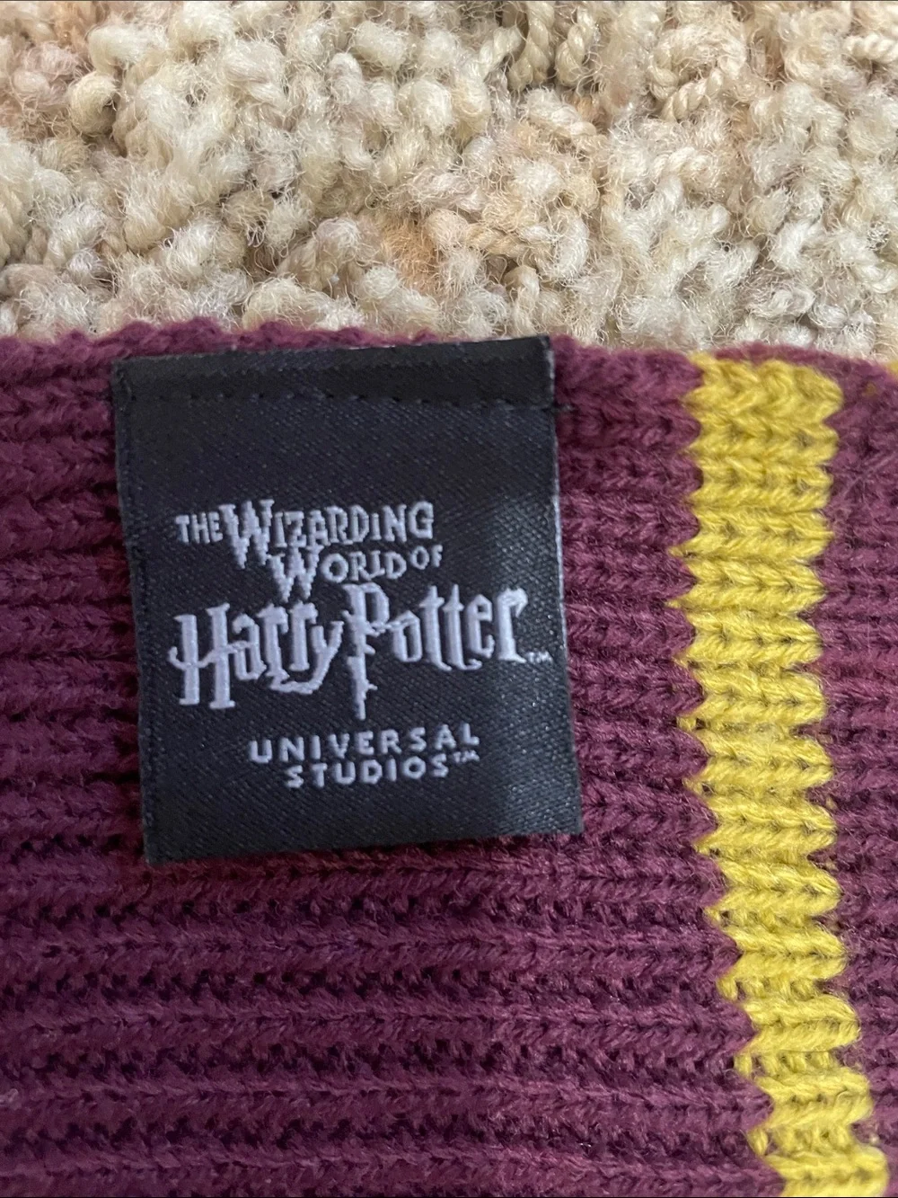 Harry Potter Gryffindor  Maroon and Gold Striped Knit Scarf